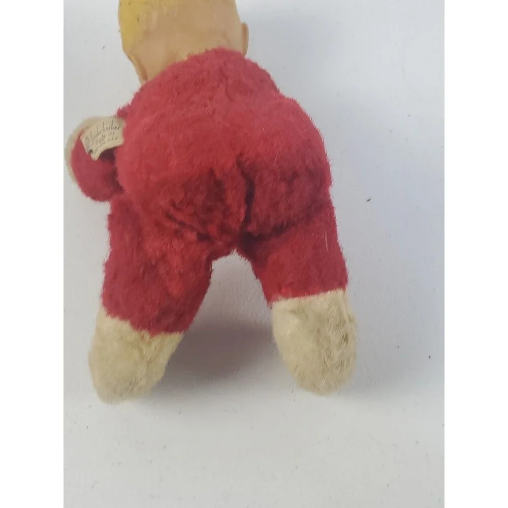Vtg 1955Knickerbocker Toys BABY SANTA Rubber Face Plush Christmas Toy w/Tag Read